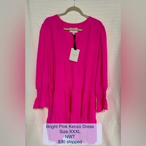 NWT Tuckernuck bright pink Kenzo dress XXXL